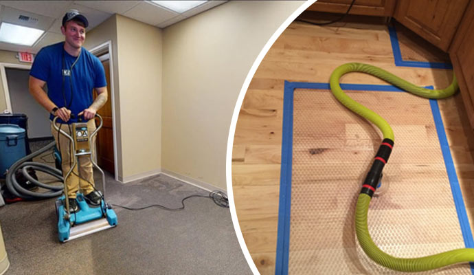 A carpet cleaning machine and hardwood floor drying equipment