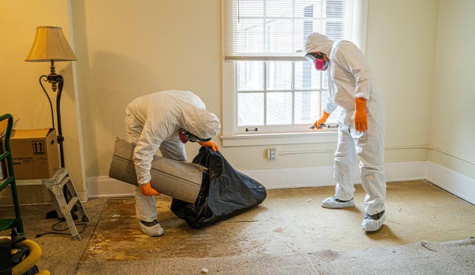 Professional team cleaning a biohazard scene