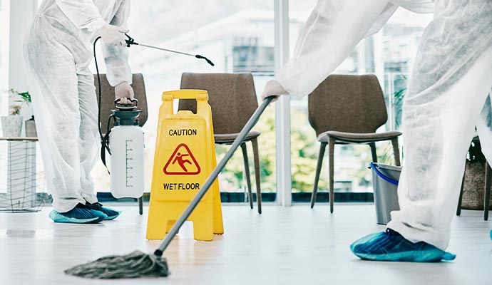 Biohazard cleanup service for commercial space