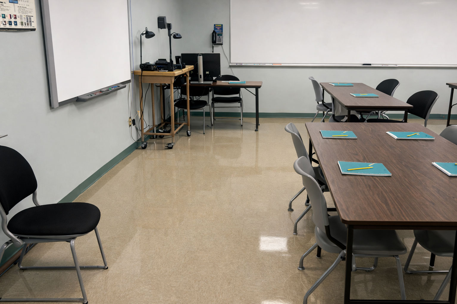 Clean classroom after restoration