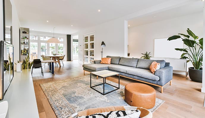 Clean living room area with fresh air quality