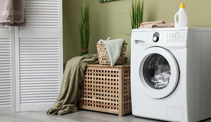 Clean washing machine in a room