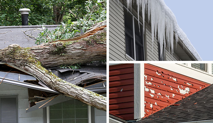 Collage of disaster damaged properties