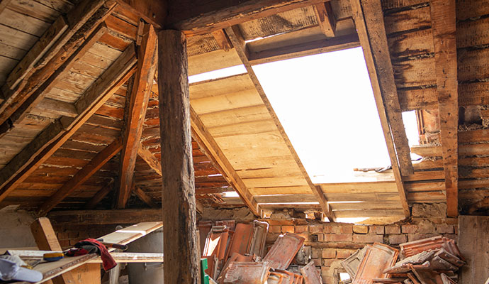 Damaged attic
