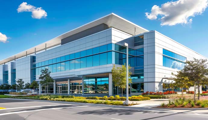 Exterior view of a modern commercial building