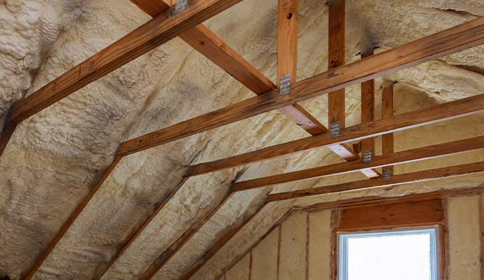 Smoke damaged insulation in attic