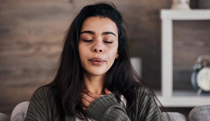 Woman suffering from soot damage