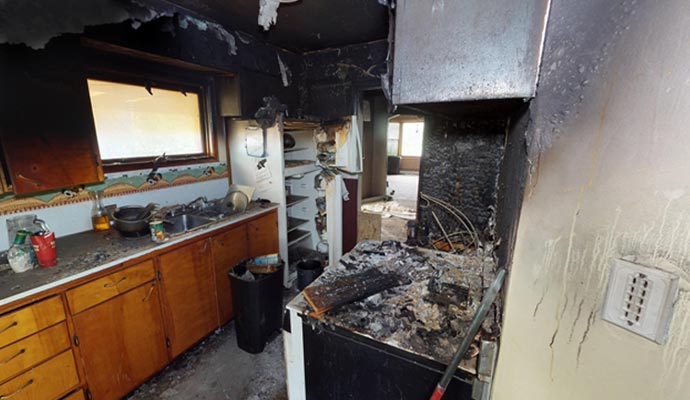Fire damaged kitchen 2