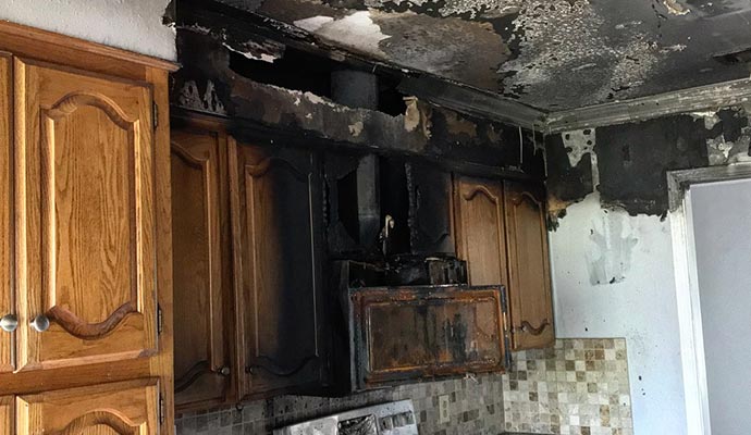 Fire damaged kitchen