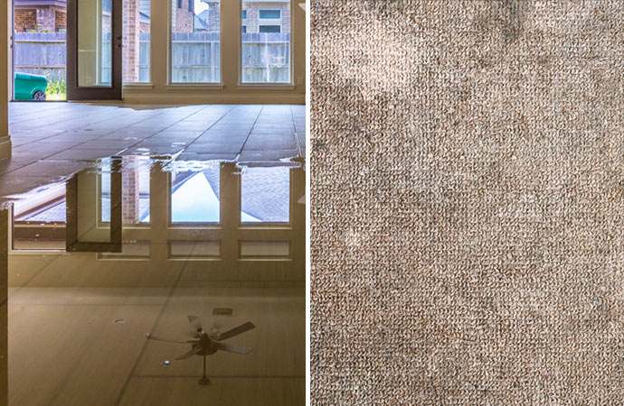 Restoring carpets damaged by floods and water.