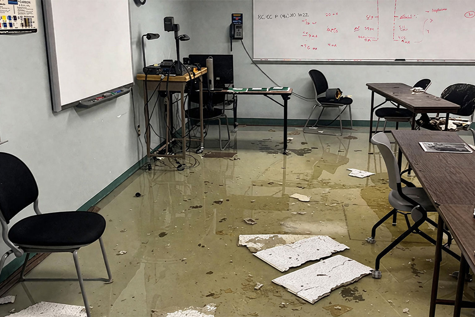 Flooded classroom
