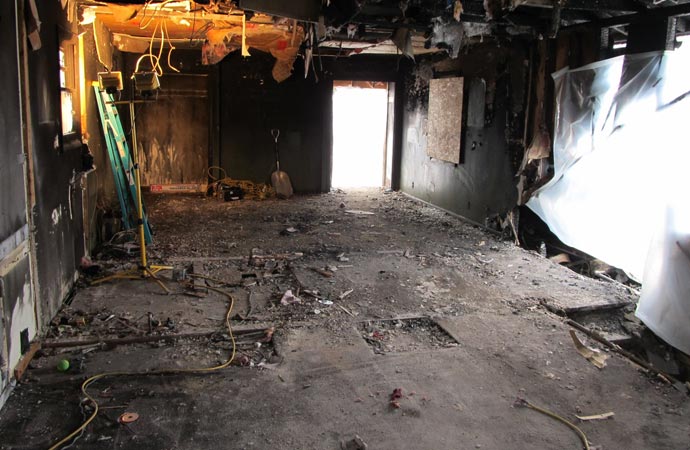 Fire damaged garage