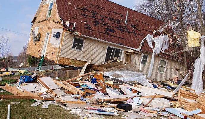 Hurricane damaged residential property