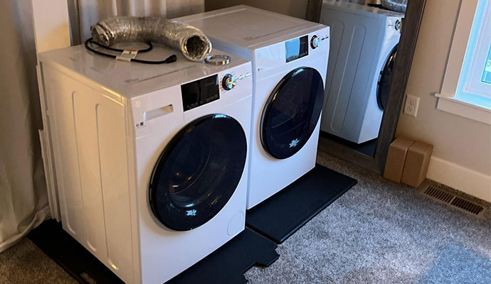 Laundry area appliances during water restoration