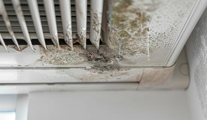 HVAC air vent covered with mold