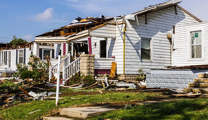 Storm damaged residential property