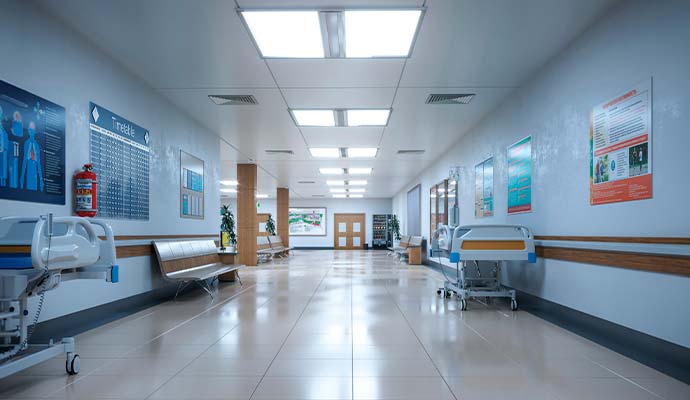 Neat and clean hospital corridor