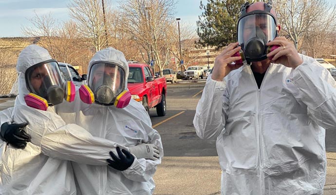 Professional disinfecting service team