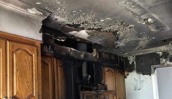 Smoke damaged kitchen