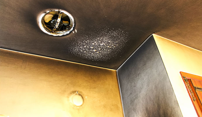 Soot damage on the ceiling