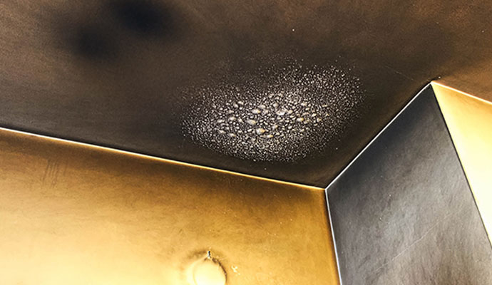 Soot stained room corner