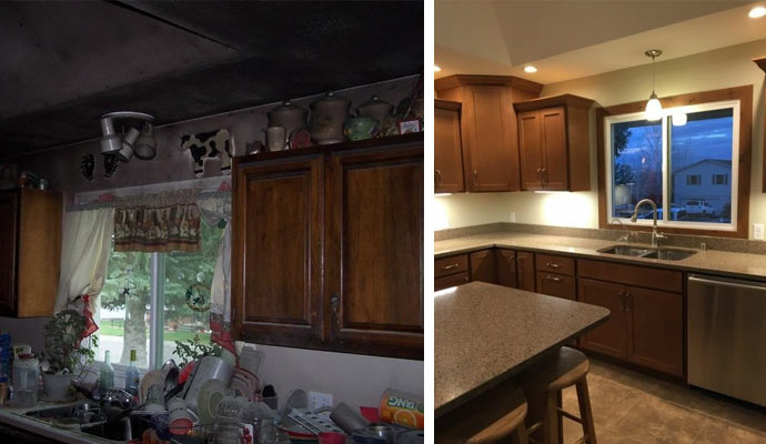 Sooty kitchen before and after