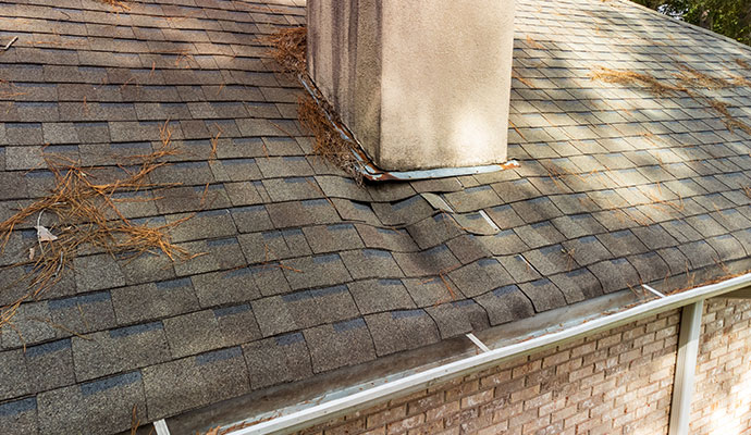 Damaged house roof