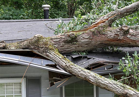 storm damaged house