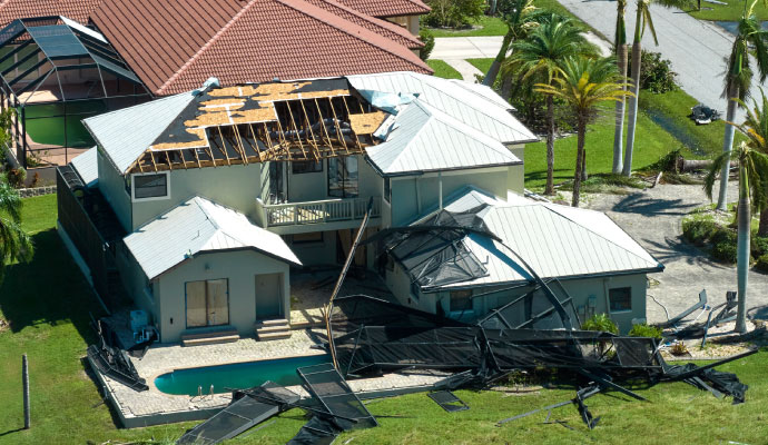 Tropical storm damaged property
