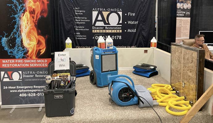 Water damage restoration equipment display