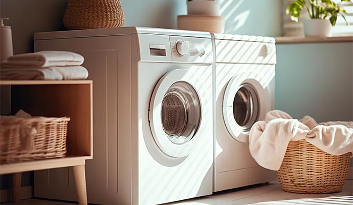 Clean washing machine placed inside home
