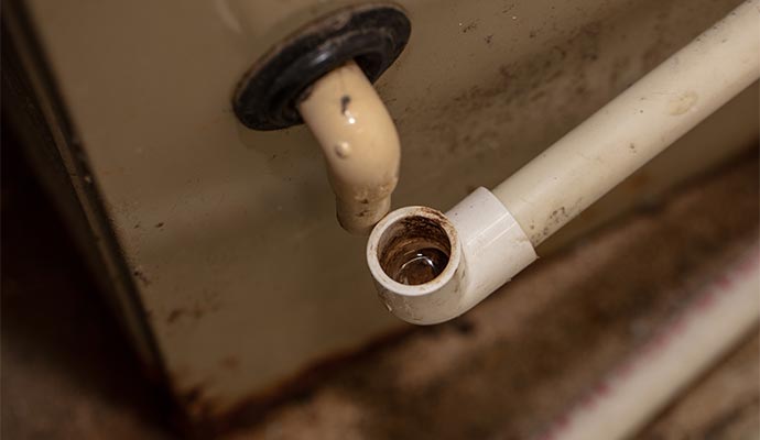 Disconnected air conditioner condensate drain line