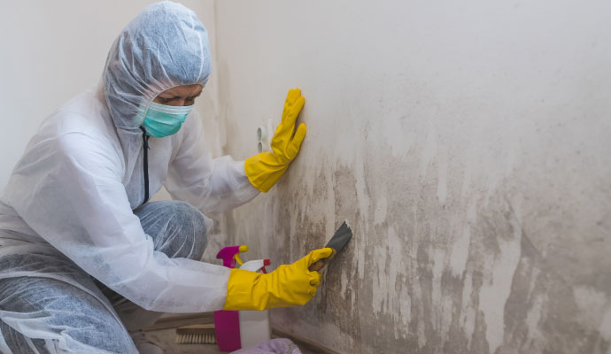 Professional expert cleaning mold from walls