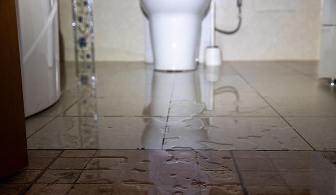 Wet bathroom floor