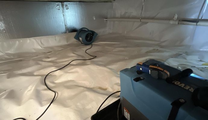 Water damaged crawl space drying service