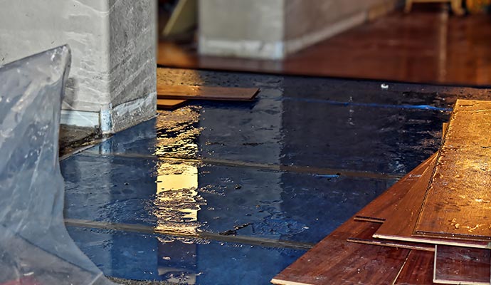 Water damaged wooden floor