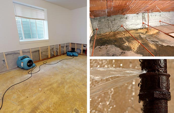 Attic water damage repair and broken pipe fix in action.